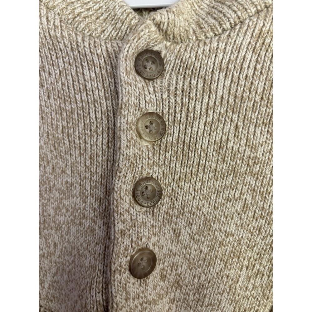 VTG Eddie Bauer Sweater Mens 2XL Oatmeal Henley Cotton Fisherman 90's Y2K Chunky - Picture 5 of 11